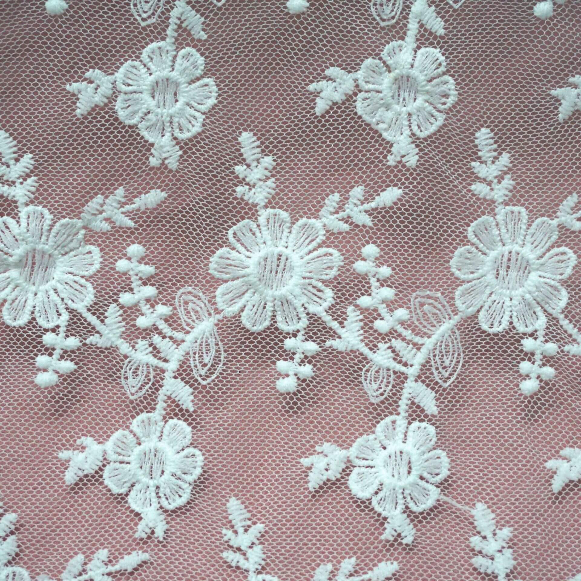 Embroidered Lace Embroidered Fabric Milk Silk for Women's Wear Wholesa 3